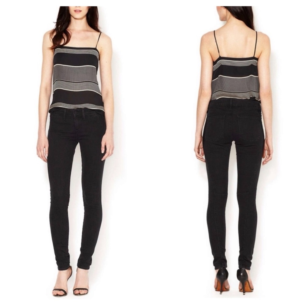 Vince‎ Women's Black Asphalt Seamed Legging Skinny Jeans 26 Moto Slant Front